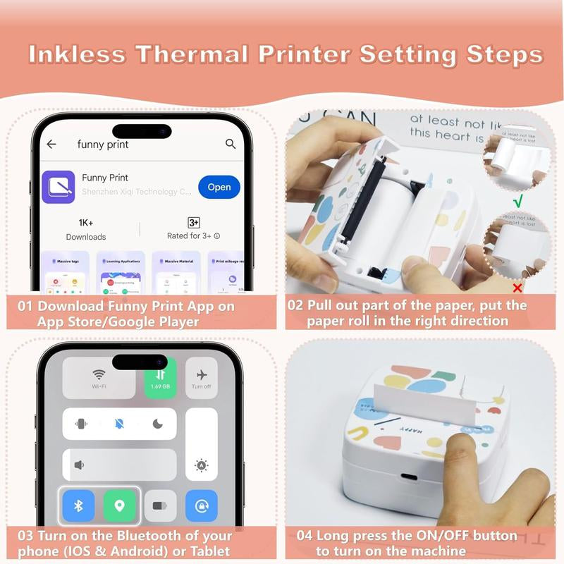 Graffiti New Mini Printer, Photo Printer, Error Sorting Machine, Small Home Portable Printer, Wireless Bluetooth Printer, Complete Accessories