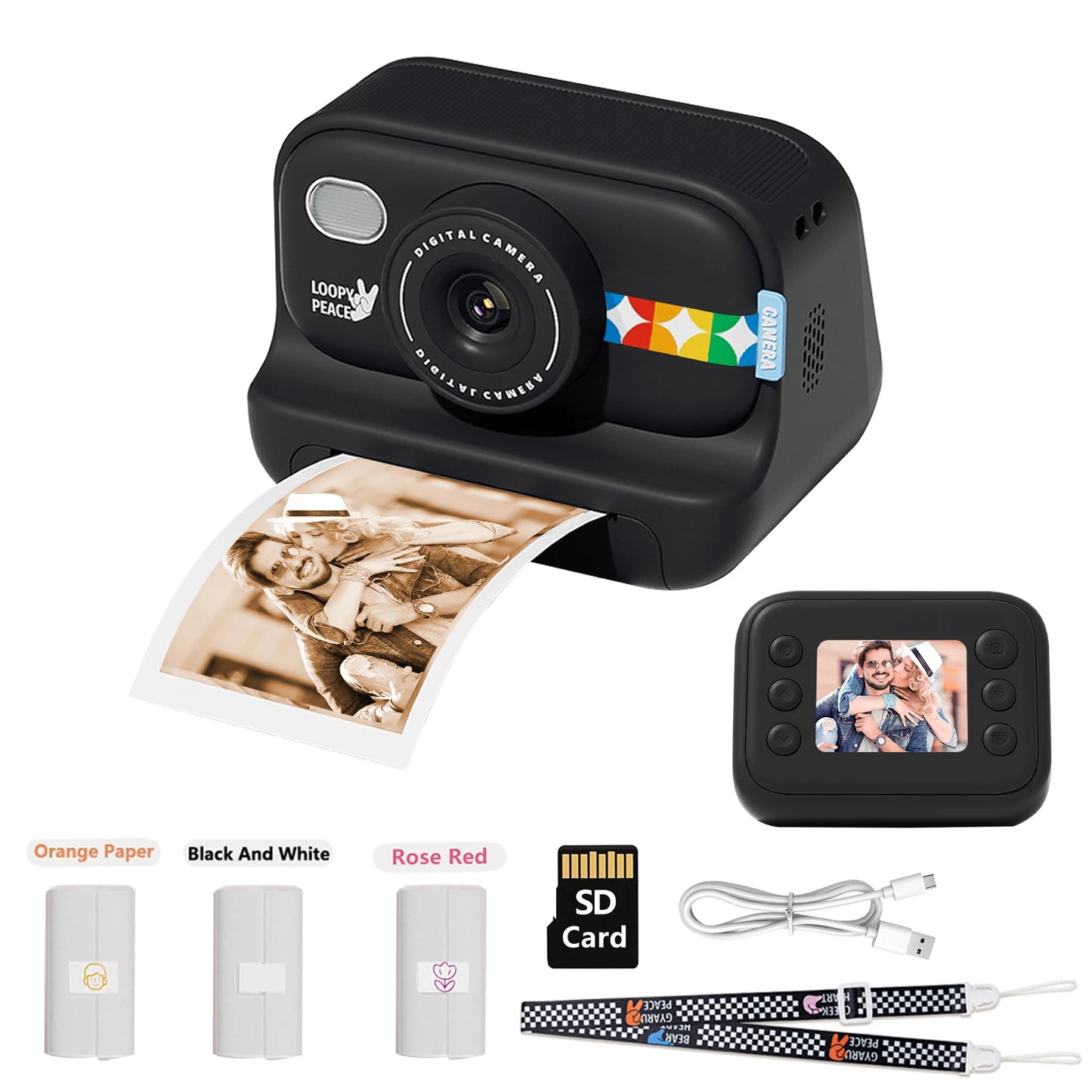 Color Instant Print Camera for Kids, Christmas Birthday Gifts for Girls Boys, HD Digital Video Cameras No Ink Thermal Paper