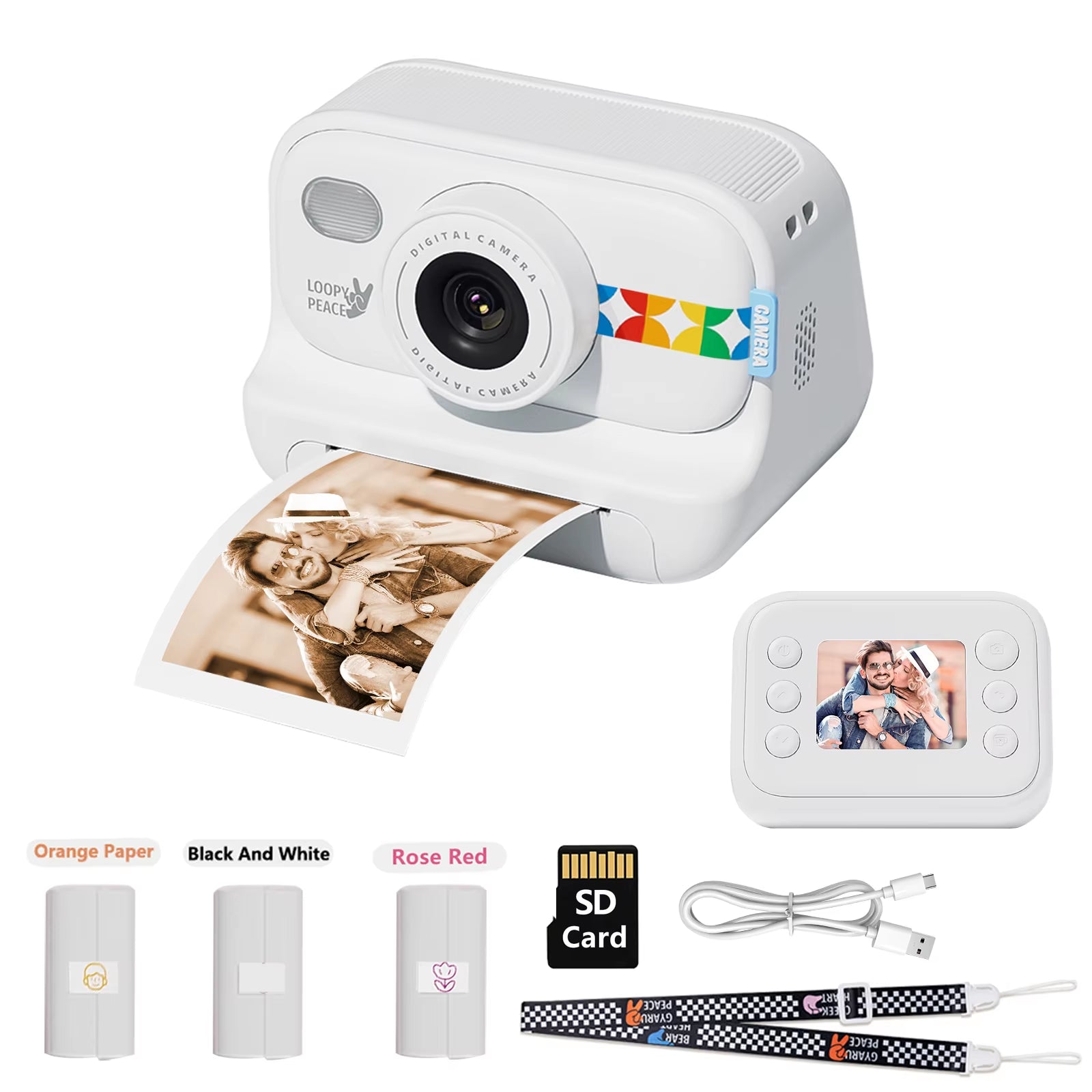 Color Instant Print Camera for Kids, Christmas Birthday Gifts for Girls Boys, HD Digital Video Cameras No Ink Thermal Paper